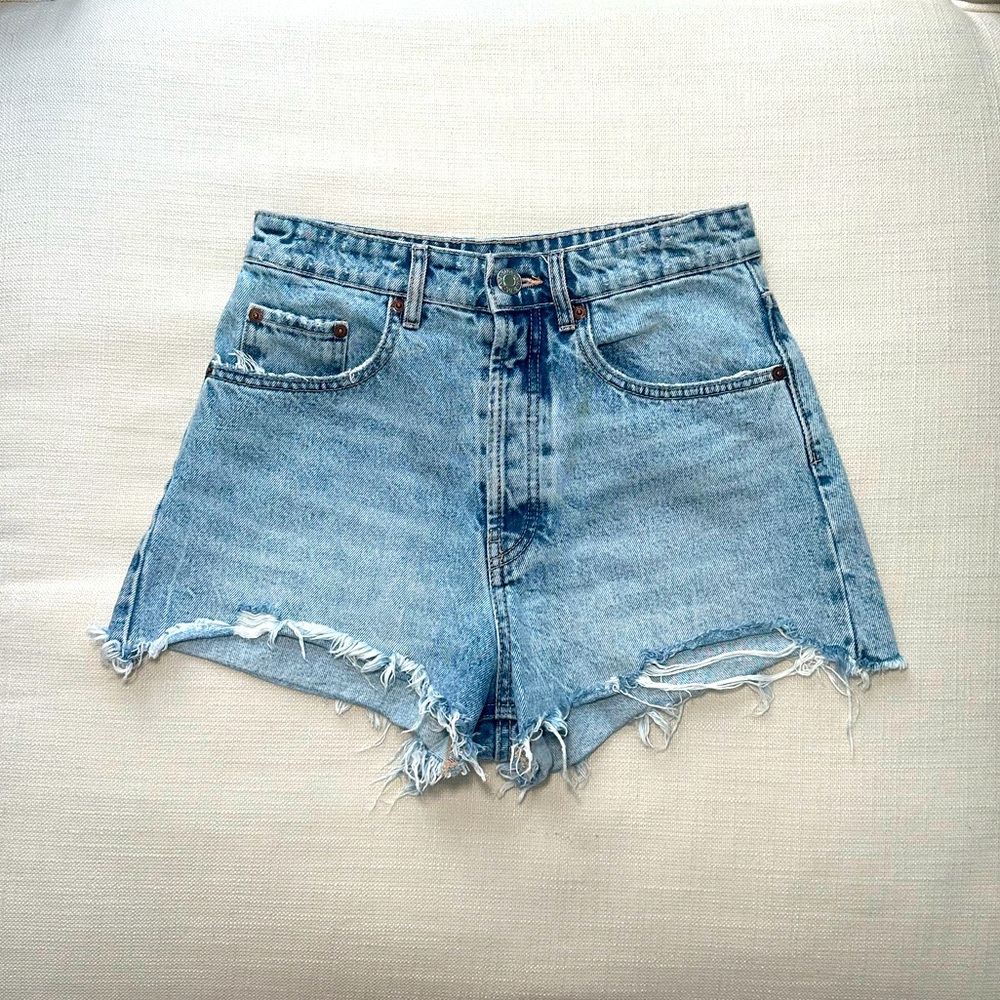 Zara High Waisted Denim Blue Women Shorts